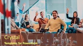  Presentation with agree - Presentation theme having businesswoman-in-wheelchair-having-business background and a tawny brown colored foreground