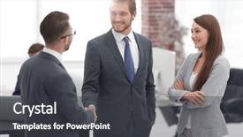  Presentation with working - Slides enhanced with helping coworkers - businesswoman introduce businessman for working background and a dark gray colored foreground