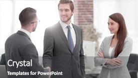  Presentation with working - Presentation with member service - businesswoman introduce businessman for working background and a dark gray colored foreground