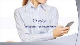  Presentation with phone - Slides featuring businesswoman-is-holding-mobile-phone background and a sky blue colored foreground