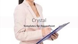  Presentation with note - Presentation having businesswoman-jot-note-on-clipboard background and a sky blue colored foreground