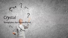  Presentation with question marks - Presentation enhanced with businesswoman juggling with question mark background and a light gray colored foreground