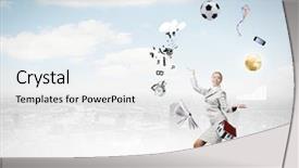  Presentation with juggling - PPT layouts featuring young pretty businesswoman juggling with white balls background and a white colored foreground