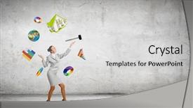  Presentation with nasa - PPT theme featuring young pretty businesswoman juggling with white balls elements of this image are furnished by nasa background and a light gray colored foreground