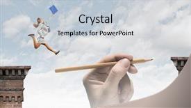  Presentation with gap - PPT theme having businesswoman jumping over gap risk and challenge concept background and a lemonade colored foreground