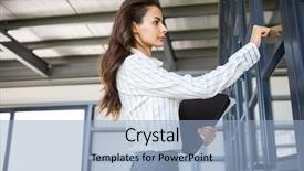  Presentation with office - Slides enhanced with businesswoman knocking on door background and a light blue colored foreground
