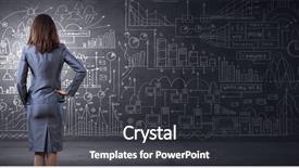  Presentation with statistics - Presentation theme consisting of businesswoman looking at chalk background and a dark gray colored foreground