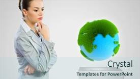  Presentation with planet mars and earth - Slide set having businesswoman looking at earth plan background and a  colored foreground