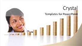  Presentation with investment - Amazing slides having businesswoman looking at her investment backdrop and a white colored foreground