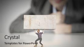  Presentation with woman engineer - Cool new presentation design with businesswoman looking at miniature of woman engineer backdrop and a light gray colored foreground