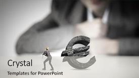  Presentation with builder - PPT layouts enhanced with businesswoman looking at miniature of builder pulling euro sign background and a light gray colored foreground