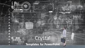  Presentation with hologram - PPT layouts featuring businesswoman looking away against hologram background background and a gray colored foreground