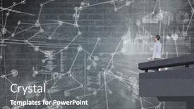  Presentation with hologram - Beautiful PPT theme featuring businesswoman looking away against hologram background backdrop and a gray colored foreground