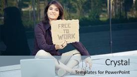  Presentation with job - PPT layouts consisting of businesswoman looking for a job background and a light blue colored foreground