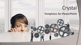  Presentation with under construction - Presentation theme featuring construction gear - businesswoman looking background and a white colored foreground