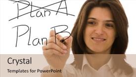  Presentation with strategy plan - Cool new presentation theme with businesswoman making choosing her strategy backdrop and a coral colored foreground