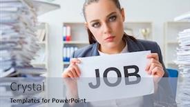  Presentation with coping - Slides with businesswoman-not-coping-with-workload background and a light blue colored foreground