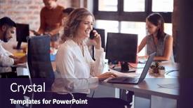  Presentation with cultural - Presentation theme with businesswoman-on-phone-working background and a wine colored foreground