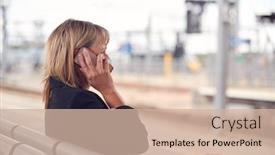  Presentation with mobile health - Presentation theme consisting of businesswoman-on-railway-platform background and a soft green colored foreground