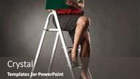  Presentation with career growth - Audience pleasing theme consisting of businesswoman-on-the-ladder backdrop and a dark gray colored foreground