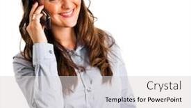  Presentation with phone - Colorful slide deck enhanced with businesswoman-on-the-phone-isolated backdrop and a light gray colored foreground
