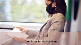  Presentation with mass shootings and mental health - Beautiful PPT theme featuring businesswoman-on-train-relaxing backdrop and a coral colored foreground