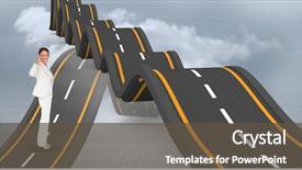 Presentation with bumpy road - PPT layouts consisting of businesswoman on wavy road background and a tawny brown colored foreground