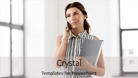  Presentation with realtor - Beautiful PPT layouts featuring businesswoman or realtor with folder backdrop and a mint green colored foreground