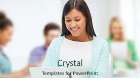  Presentation with education technology - Amazing PPT layouts having businesswoman or student with tablet backdrop and a sky blue colored foreground