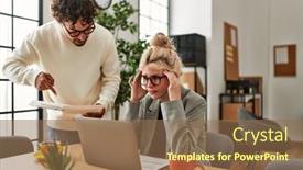  Presentation with overworked - PPT layouts consisting of businesswoman-overworked-and-stressed background and a coral colored foreground