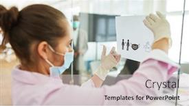  Presentation with infection control - Cool new presentation design with businesswoman-picks-up-a-notice backdrop and a lemonade colored foreground