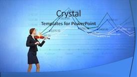 Presentation with financial - Presentation theme having businesswoman playing violin and financial background and a  colored foreground