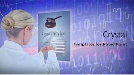  Presentation with shares - Presentation theme with businesswoman pointing against stock background and a  colored foreground