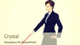  Presentation with mistakes pencil eraser pencil eraser - Theme featuring businesswoman pointing down with pencil background and a  colored foreground