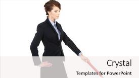  Presentation with double down - Theme with businesswoman pointing down with pencil background and a  colored foreground