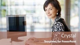  Presentation with business office desk - Amazing theme having businesswoman-portrait-happy-businesswoman-working backdrop and a coral colored foreground