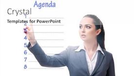  Presentation with agenda - Cool new PPT layouts with businesswoman-preparing-the-agenda backdrop and a white colored foreground