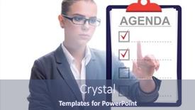  Presentation with agenda - Slide deck with businesswoman-preparing-the-agenda background and a ocean colored foreground