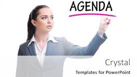  Presentation with agenda - Colorful PPT theme enhanced with businesswoman-preparing-the-agenda backdrop and a white colored foreground