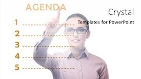  Presentation with agenda - Audience pleasing theme consisting of businesswoman-preparing-the-agenda backdrop and a white colored foreground