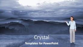  Presentation with horizon - Colorful presentation design enhanced with businesswoman presenting against road leading out to the horizon at night backdrop and a ocean colored foreground