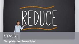  Presentation with disaster for word - Colorful PPT theme enhanced with businesswoman-presenting-the-word-reduce backdrop and a  colored foreground