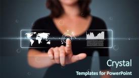  Presentation with high tech technology - Slide deck consisting of businesswoman pressing high tech type background and a tawny brown colored foreground