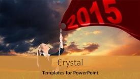  Presentation with grass dark - Amazing slides having businesswoman pulling a chain against green grass under dark blue and orange sky backdrop and a gold colored foreground