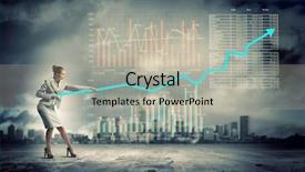  Presentation with electric scooter graph - Cool new presentation design with businesswoman pulling graph of diagram backdrop and a light gray colored foreground