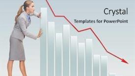  Presentation with people falling - Cool new theme with businesswoman pushing graph falling down backdrop and a sky blue colored foreground