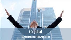  Presentation with raising the bar for all children - Audience pleasing theme consisting of businesswoman raising arms at skyscraper backdrop and a  colored foreground