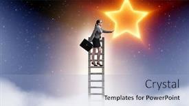 Presentation with stars - Slides having businesswoman-reaching-out-for-stars background and a light blue colored foreground