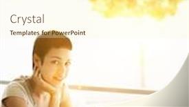  Presentation with paperwork - Slide set having businesswoman-reading-paperwork-in-home background and a cream colored foreground