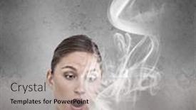  Presentation with late - Beautiful theme featuring businesswoman-realising-she-is-late backdrop and a light gray colored foreground